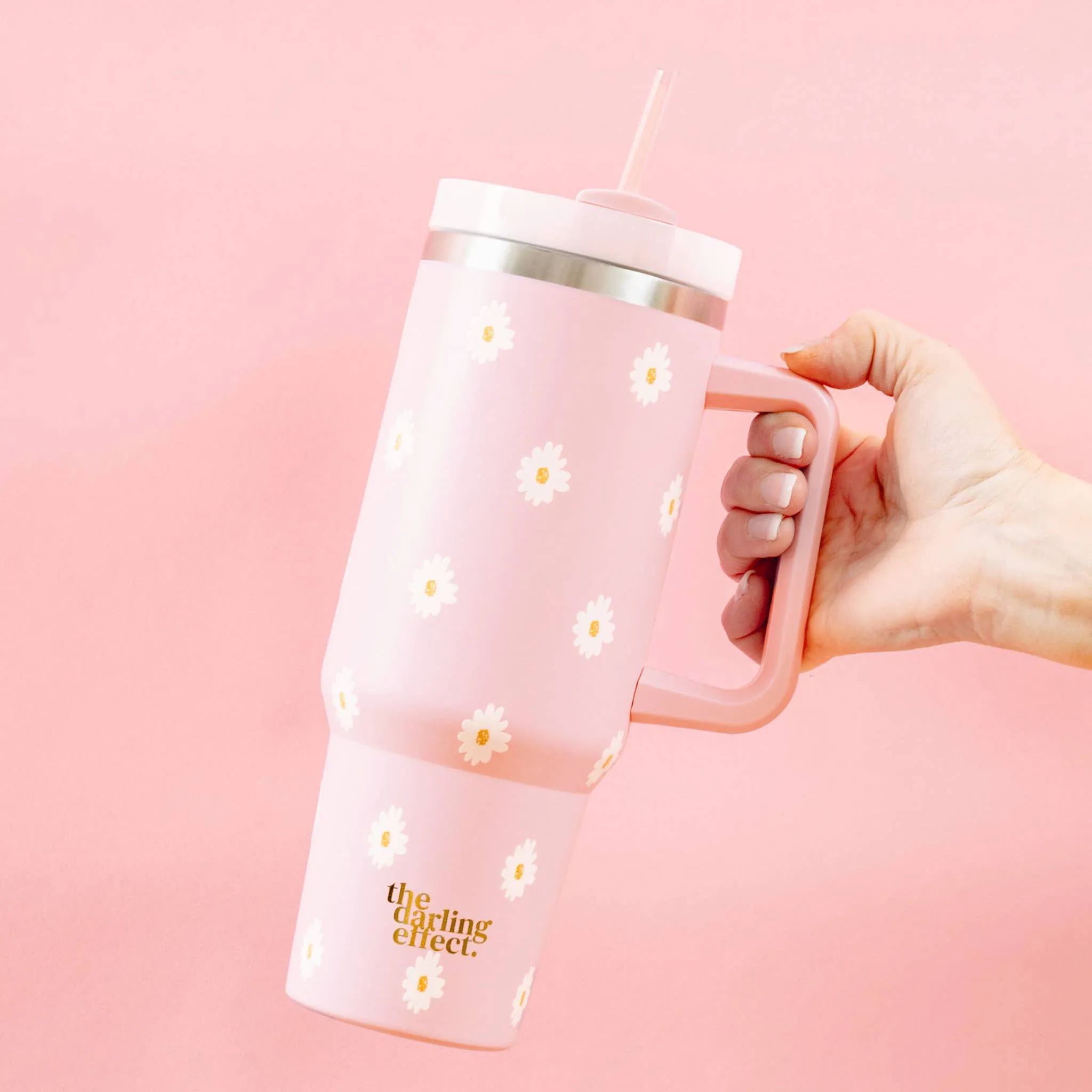 40oz Take Me Everywhere Tumbler - Dancing Daisy Pink