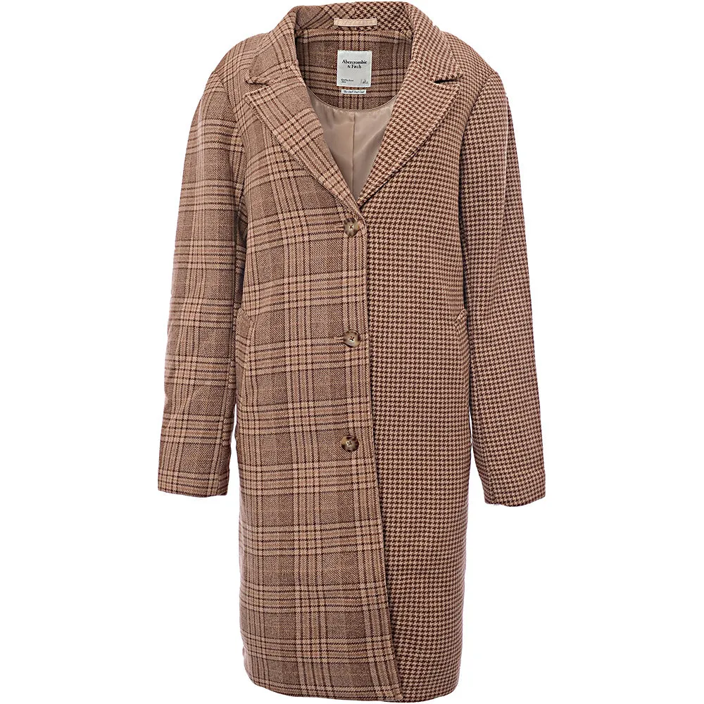 Abercrombie & Fitch Womens Camel Wool Dad Coat