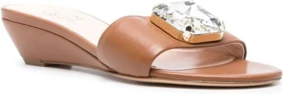 AGL Wenda crystal-embellished mules Brown