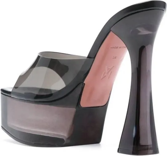 Amina Muaddi Dalida Glass 125mm platform mules Black