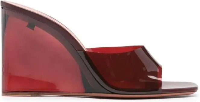 Amina Muaddi Lupita Glass 95mm wedge mules Red