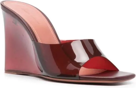 Amina Muaddi Lupita Glass 95mm wedge mules Red