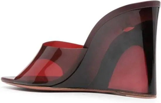 Amina Muaddi Lupita Glass 95mm wedge mules Red