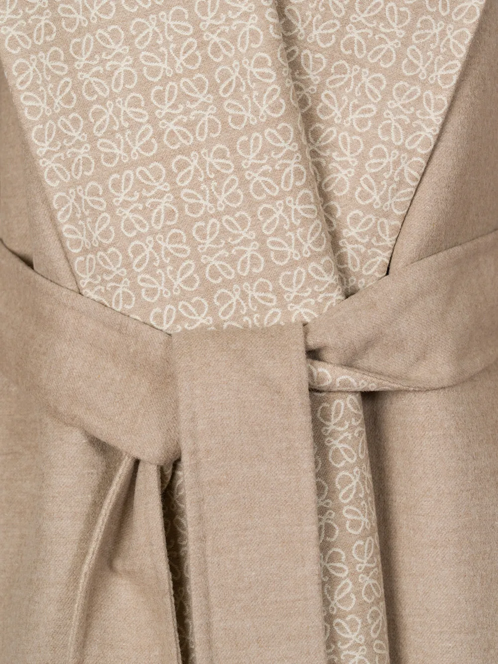 Anagram jacquard belted coat