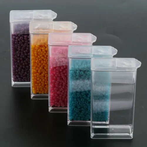 Bead Storage Containers, Storage Box, With Plastic Flip Top, Rectangle, Clear, 5x2.7x1.2cm