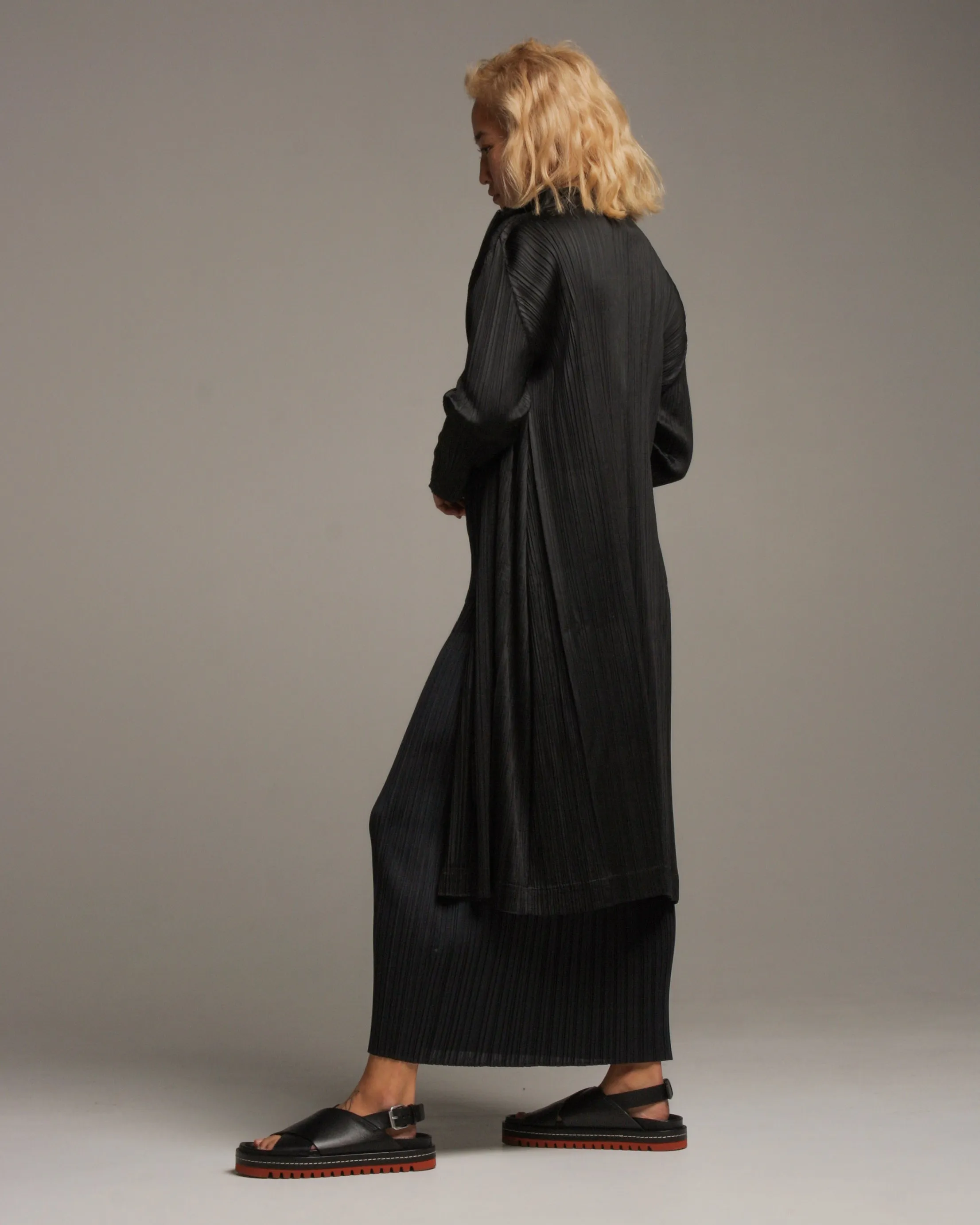 Black Double Zip Long Coat