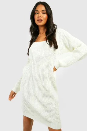 Boat Neck Fisherman Sweater Dress