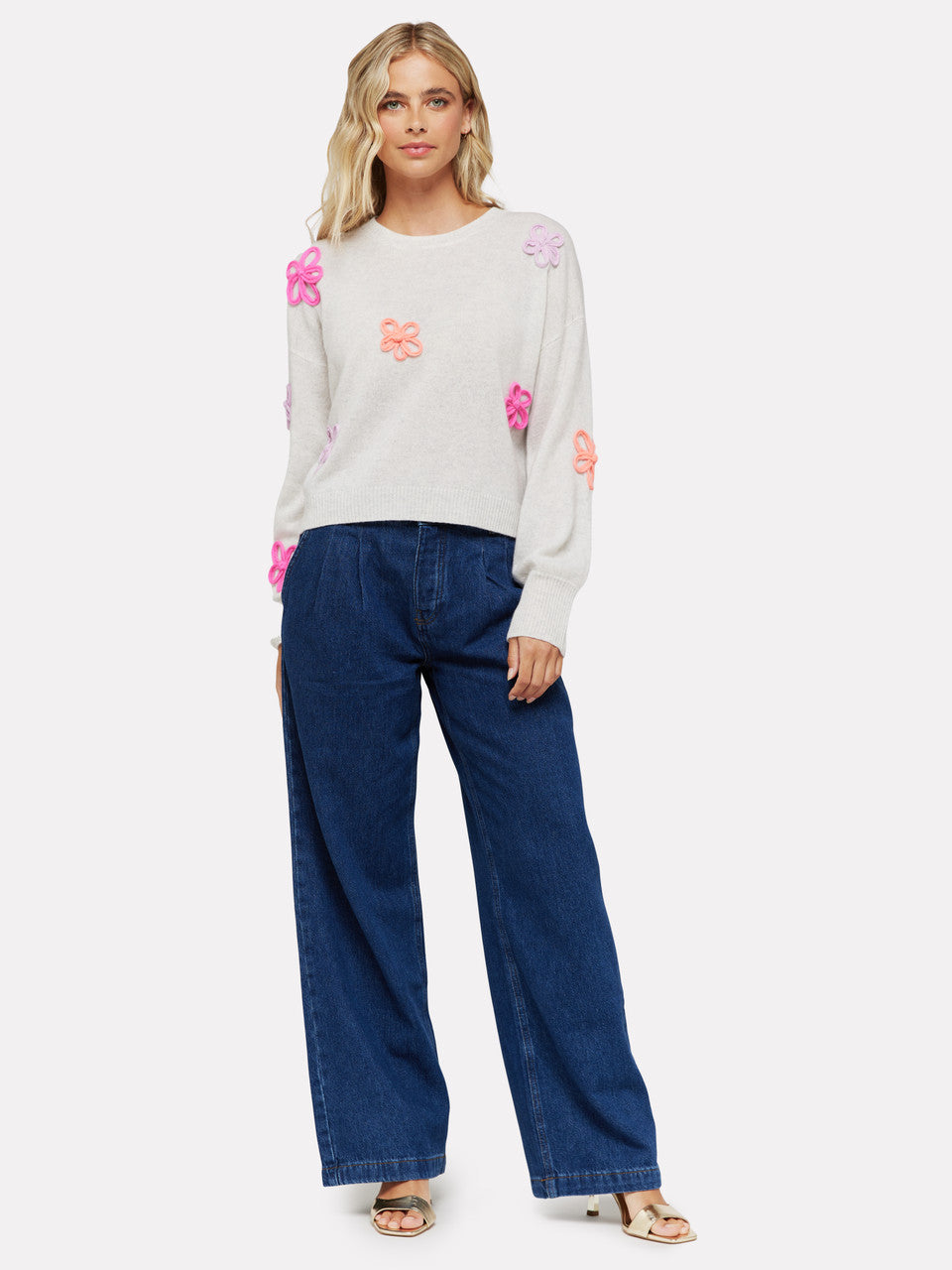 Brodie Cashmere Flower Pop Crew