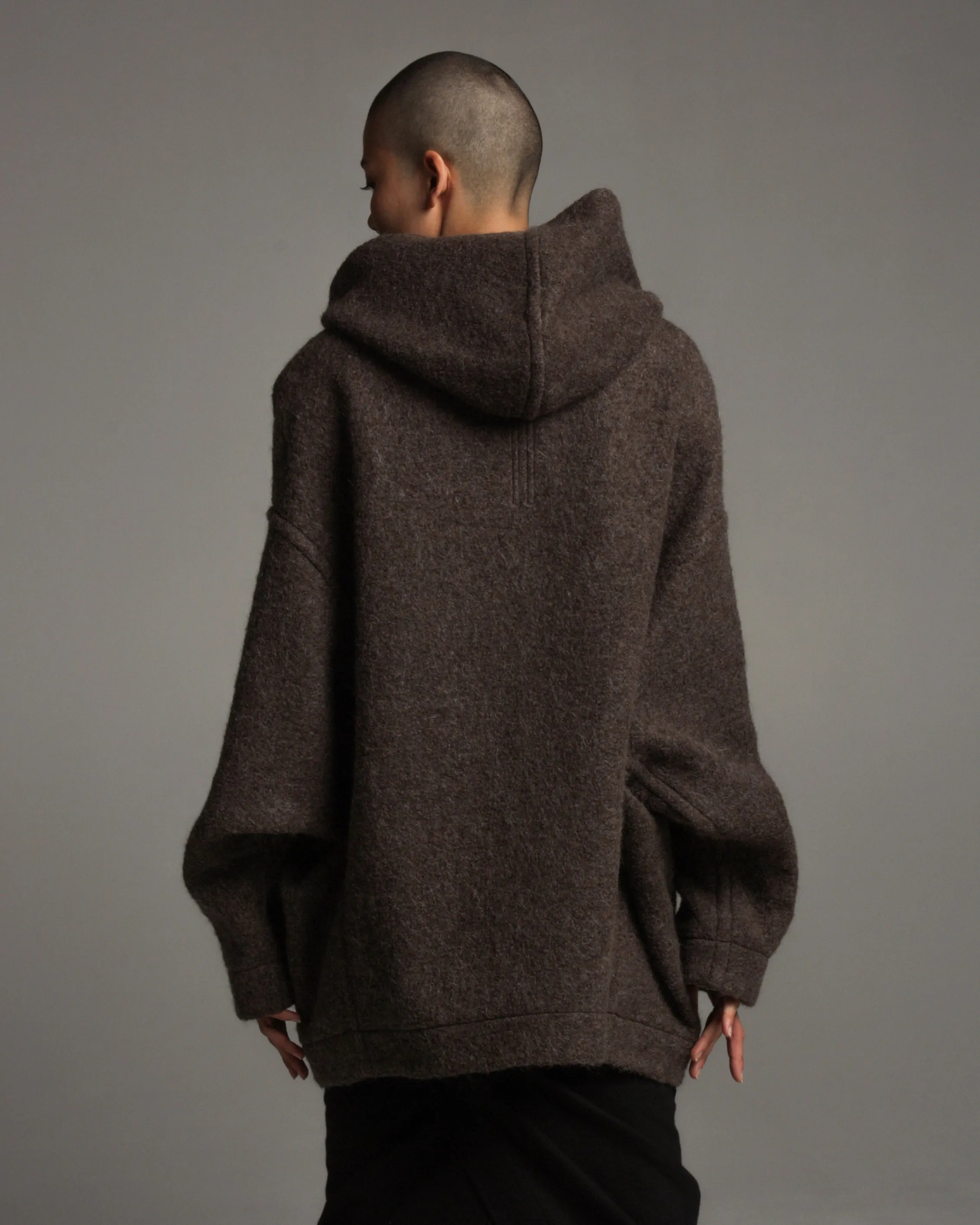 Bronze Hooded Zip Front Coat