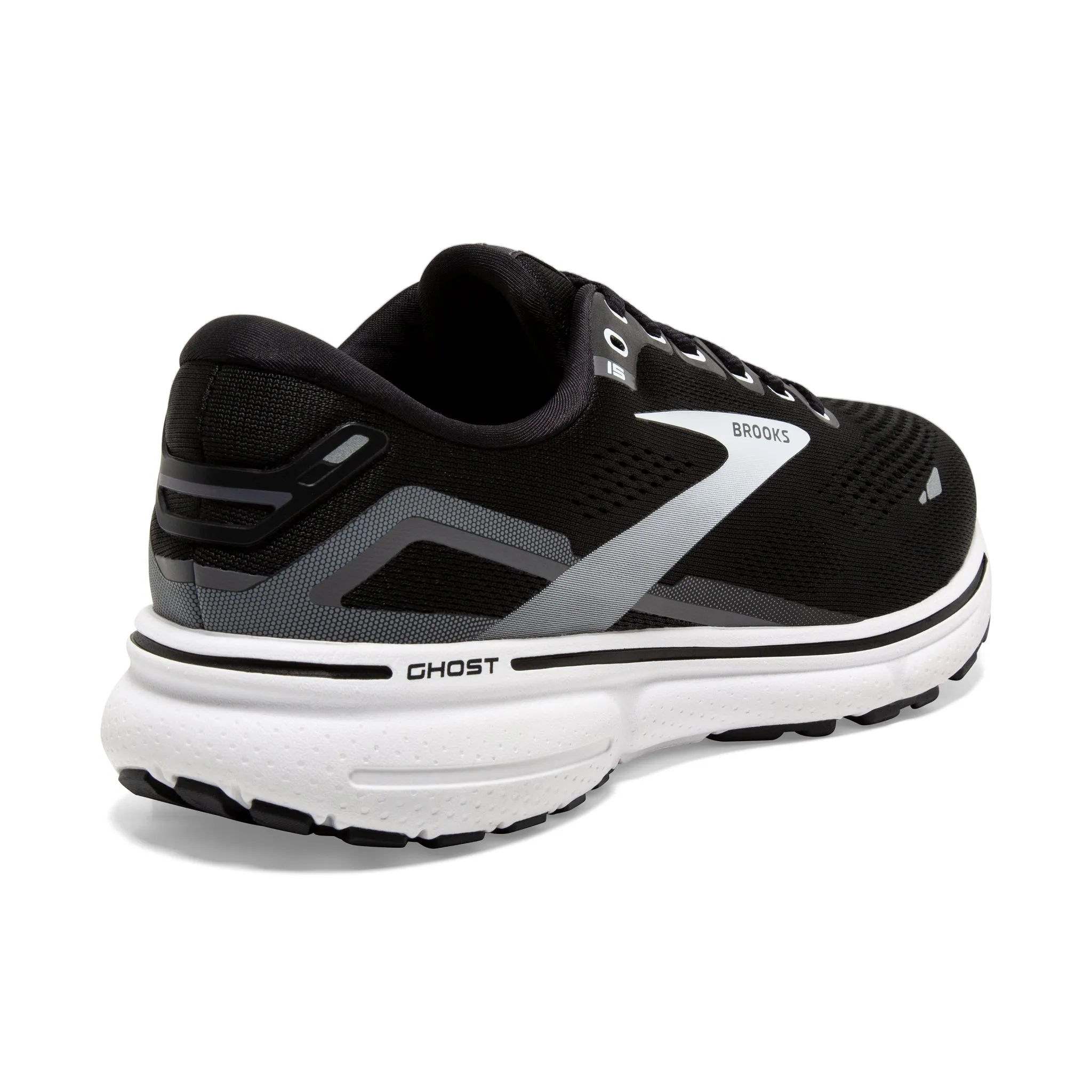 Brooks Men's 110393 012 Ghost 15 Black Blackened Pearl White Cushion Neutral Running Shoes