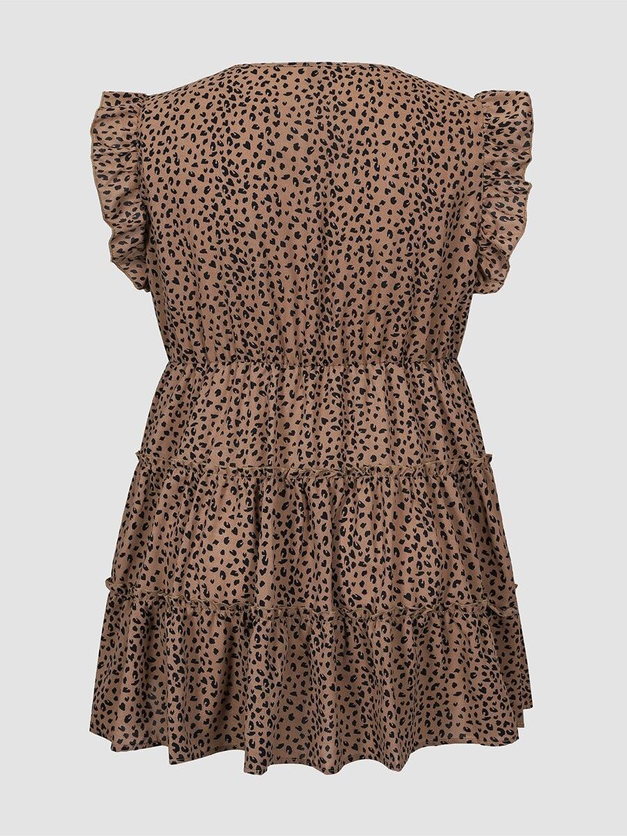 Brown Printed Sleeveless Dress