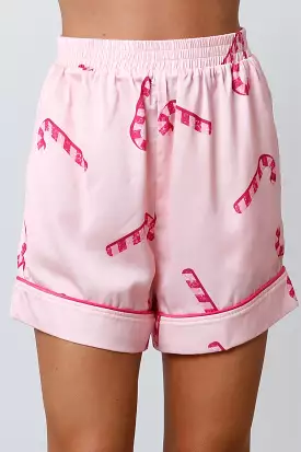 Candy Cane Satin Pajama Shorts