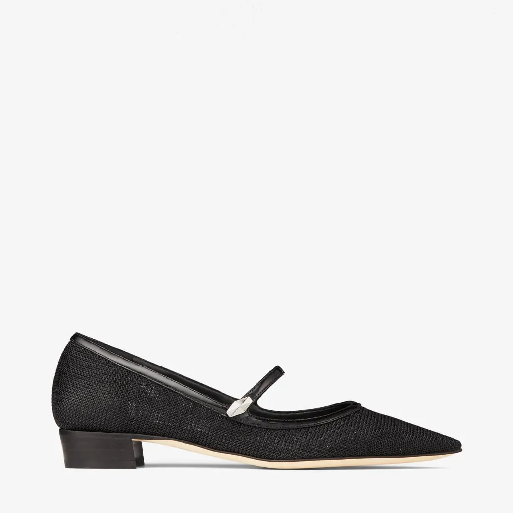 Carolyn Flat Black Mesh & Patent Leather Flats