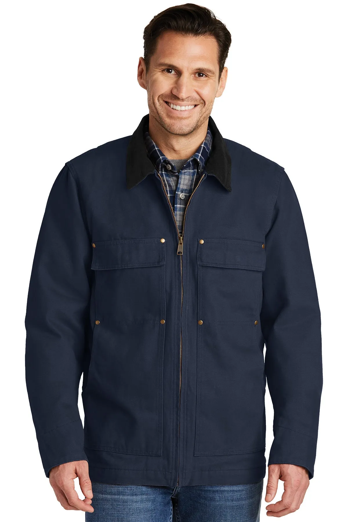 CornerStone Washed Duck Cloth Chore Coat, Navy