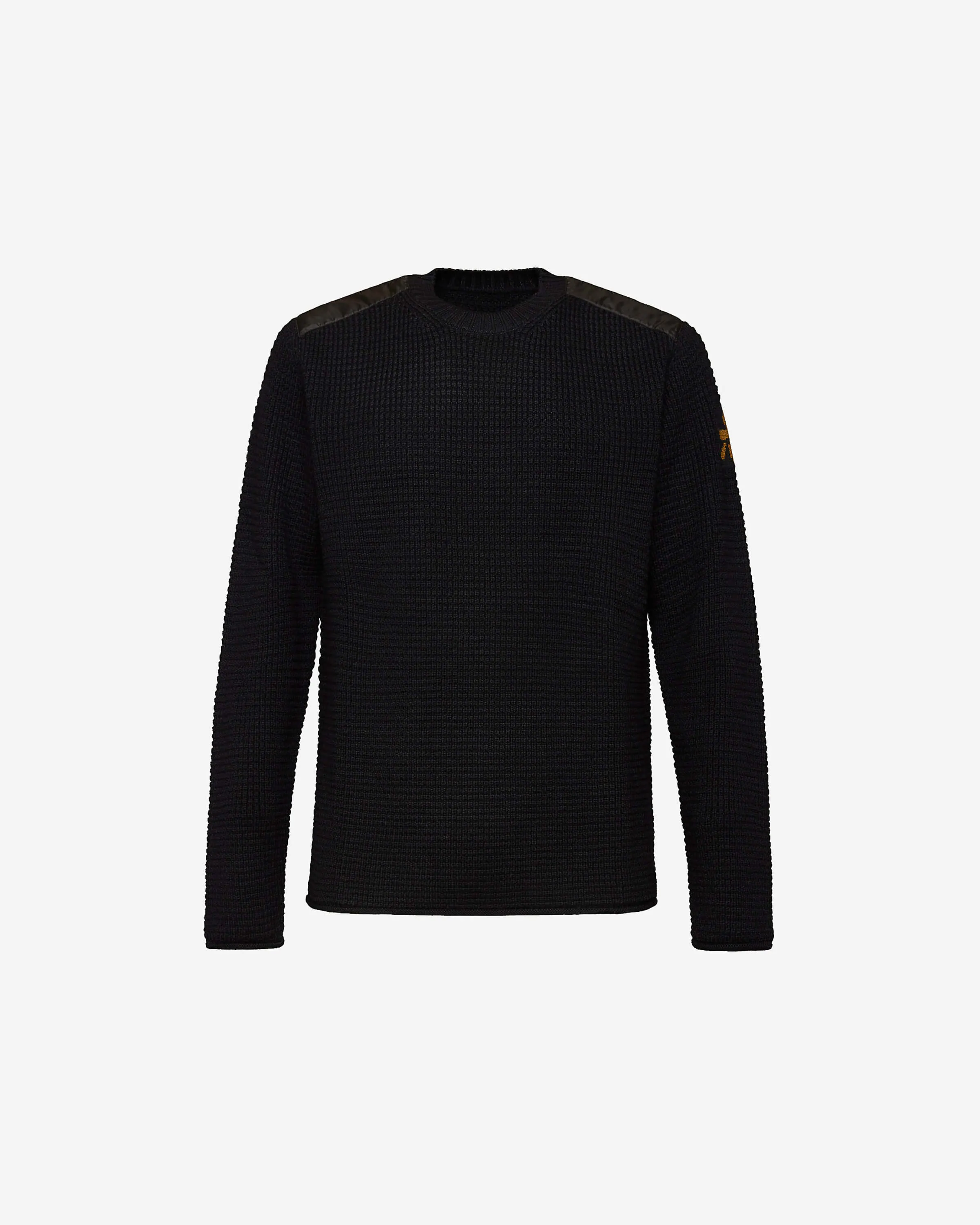 Crewneck Wool Sweater with Nylon Details Black PMG07100