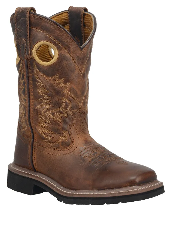 Dan Post DPC2932 Kids Western Leather Square Toe Armarillo Boot Brown - B