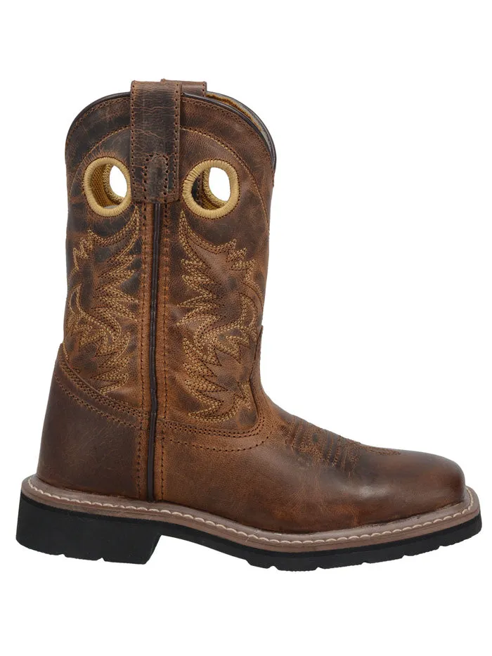 Dan Post DPC2932 Kids Western Leather Square Toe Armarillo Boot Brown - B