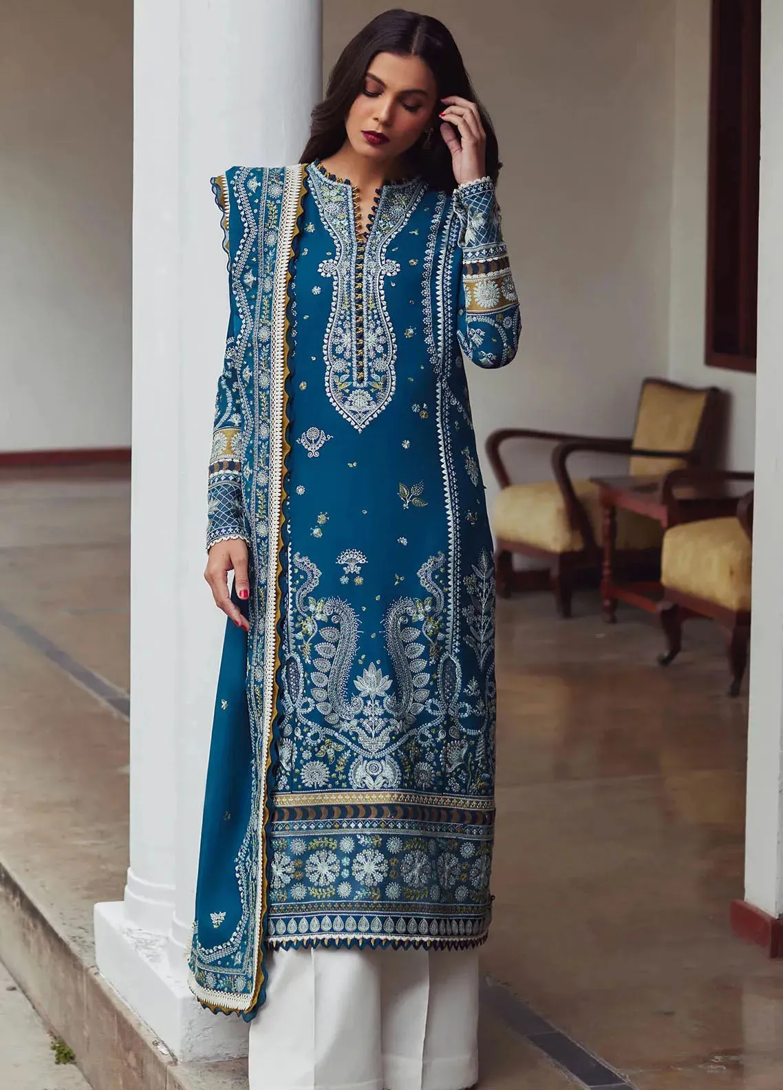 Elan Luxury Embroidered Lawn 3 Piece Unstitched Suit EL24LEL D-4A MAHROSH