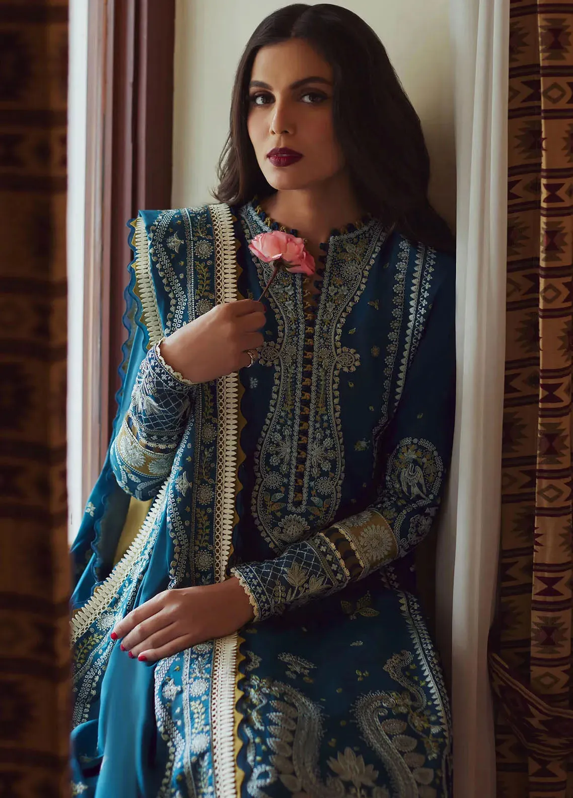 Elan Luxury Embroidered Lawn 3 Piece Unstitched Suit EL24LEL D-4A MAHROSH