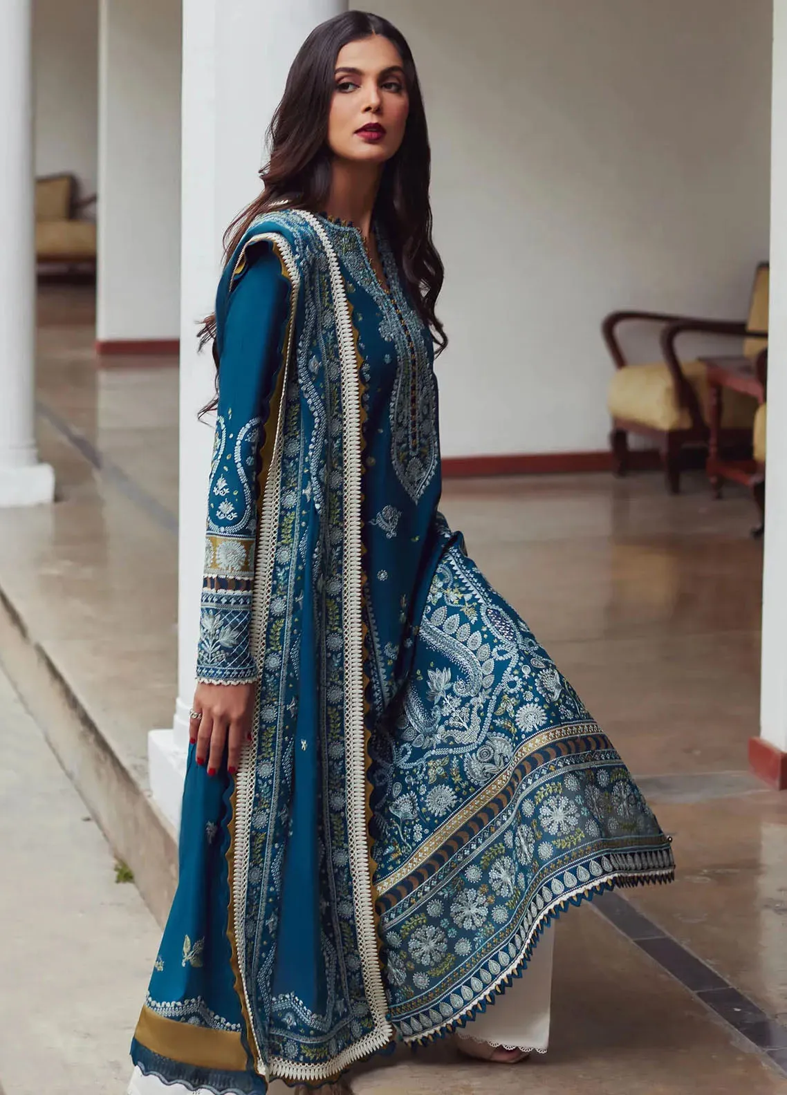 Elan Luxury Embroidered Lawn 3 Piece Unstitched Suit EL24LEL D-4A MAHROSH