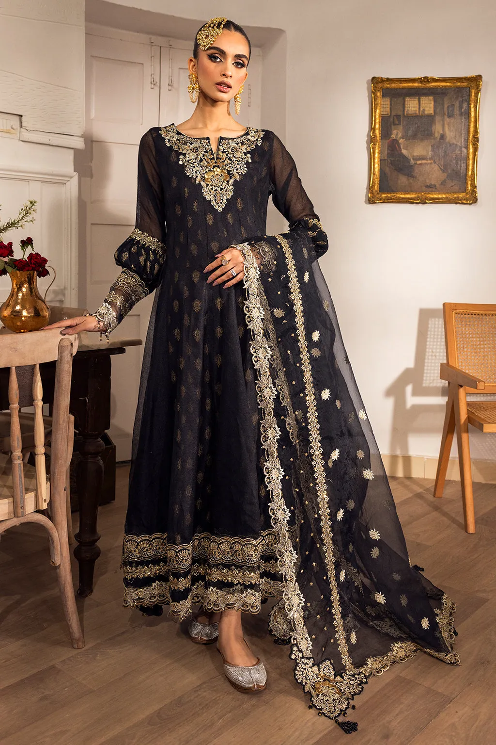 Emaan Adeel Luxury Pret Embroidered Khaddi Net 3Pc Suit LP-09 Raahi