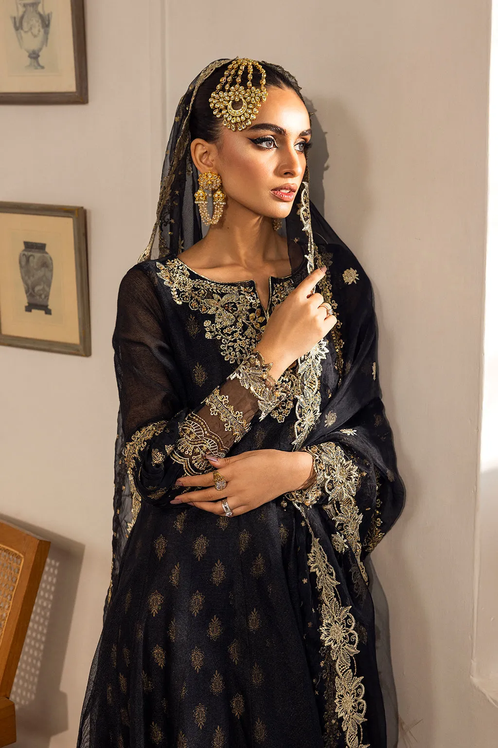 Emaan Adeel Luxury Pret Embroidered Khaddi Net 3Pc Suit LP-09 Raahi