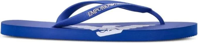 Emporio Armani logo-print flip flops Blue