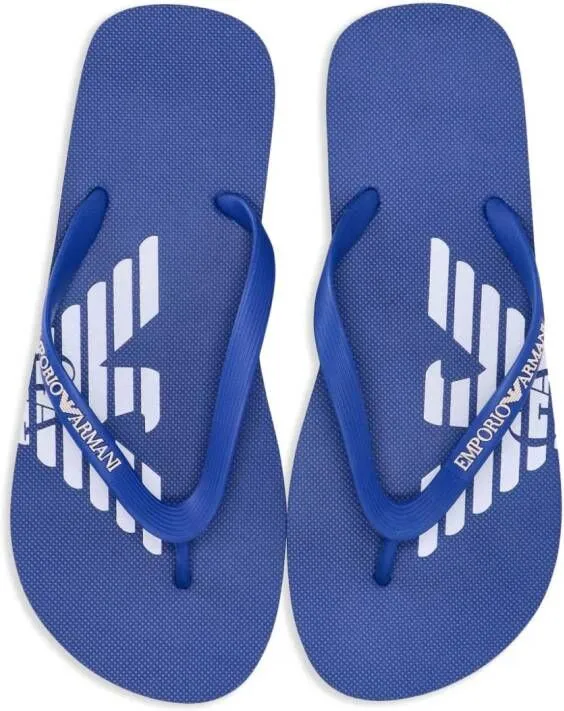 Emporio Armani logo-print flip flops Blue