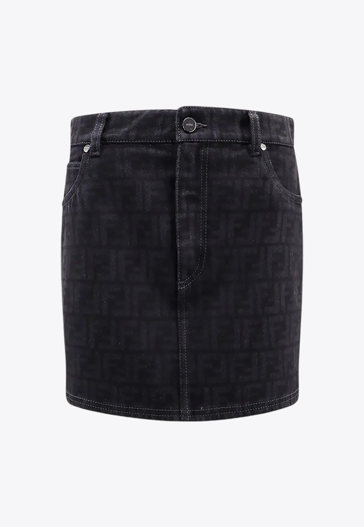 FF Jacquard Mini Denim Skirt