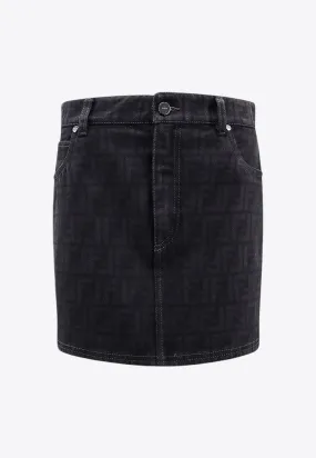 FF Jacquard Mini Denim Skirt