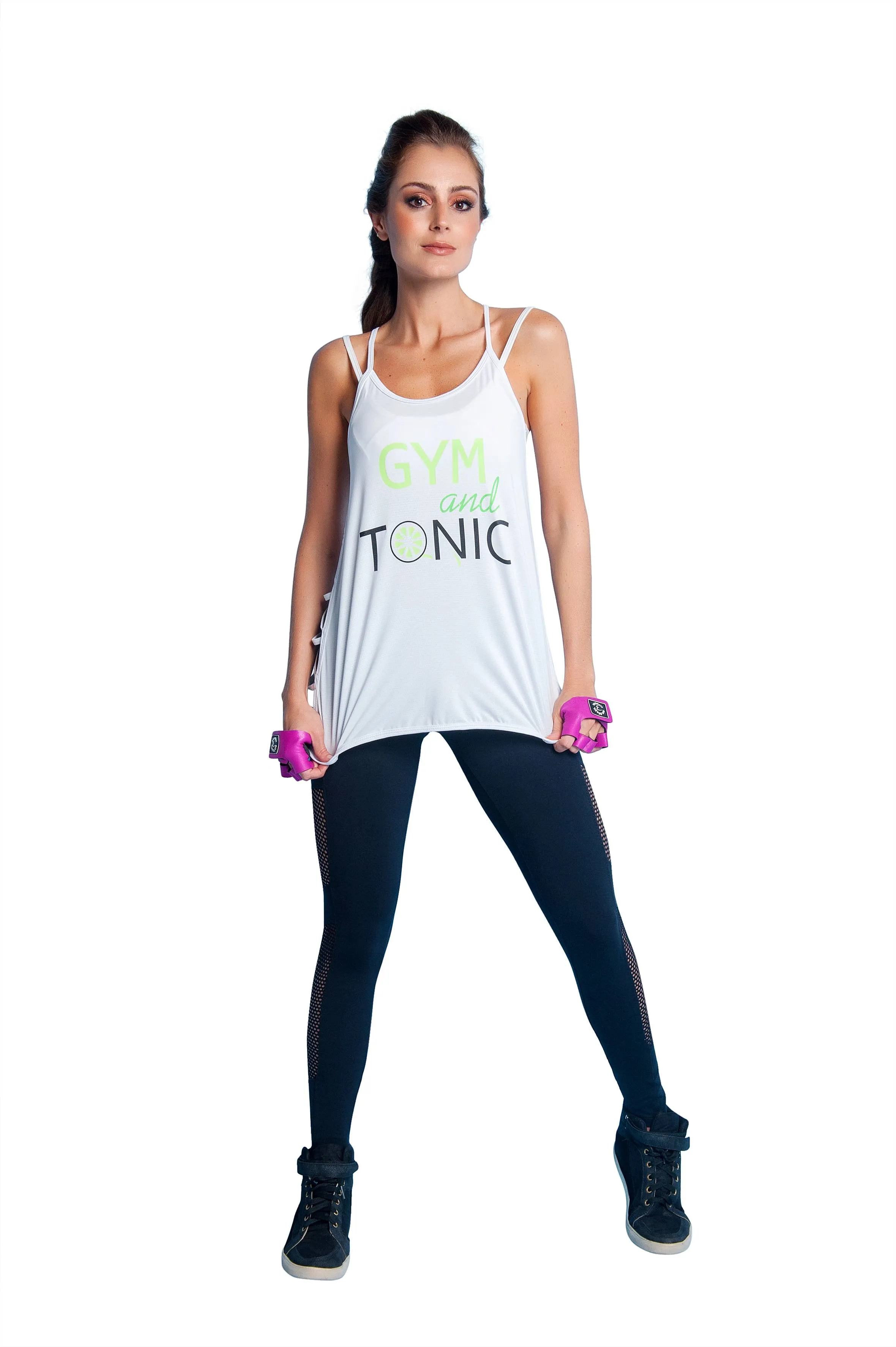 Final Sale! Bia Brazil Activewear Gym And Tonic Tank TT4479 White