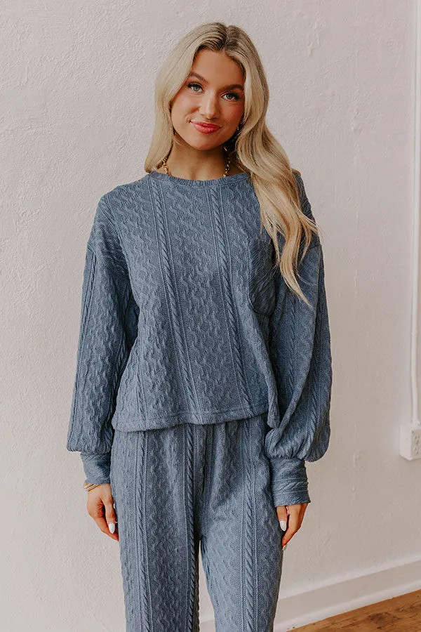 Fireside Cozy Cable Knit Sweater Top