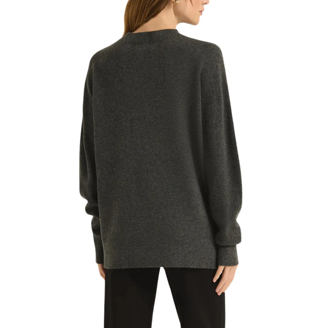 GIA CREW NECK SWEATER CHARCOAL HEATHER