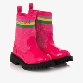 Girls Pink Patent Ankle Boots