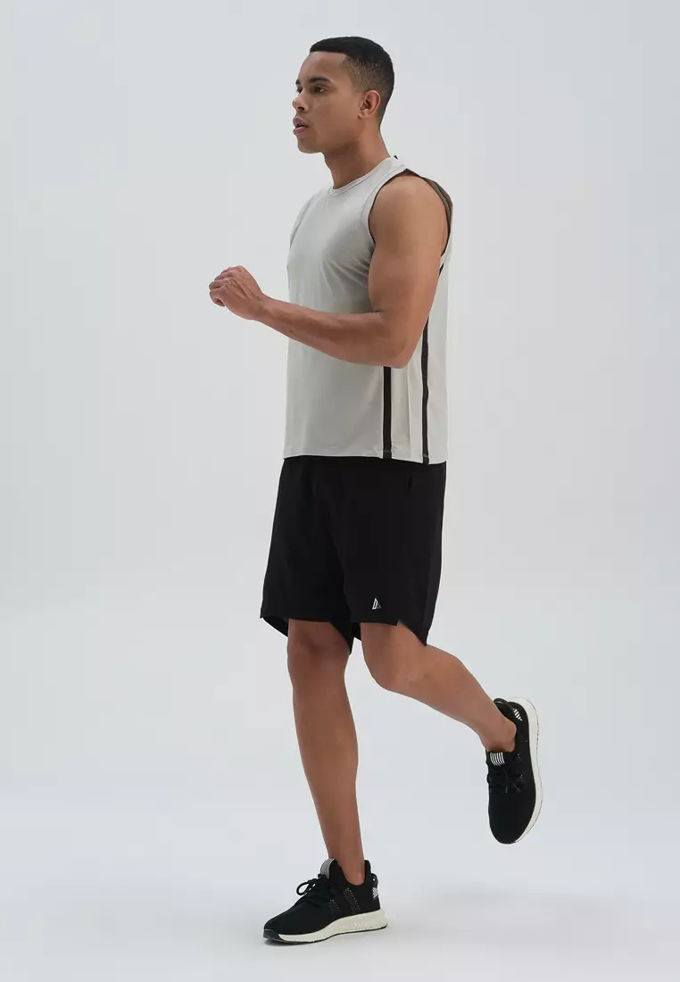 Grey Tanktop, Crew Neck, Regular Fit, Activewear for Men