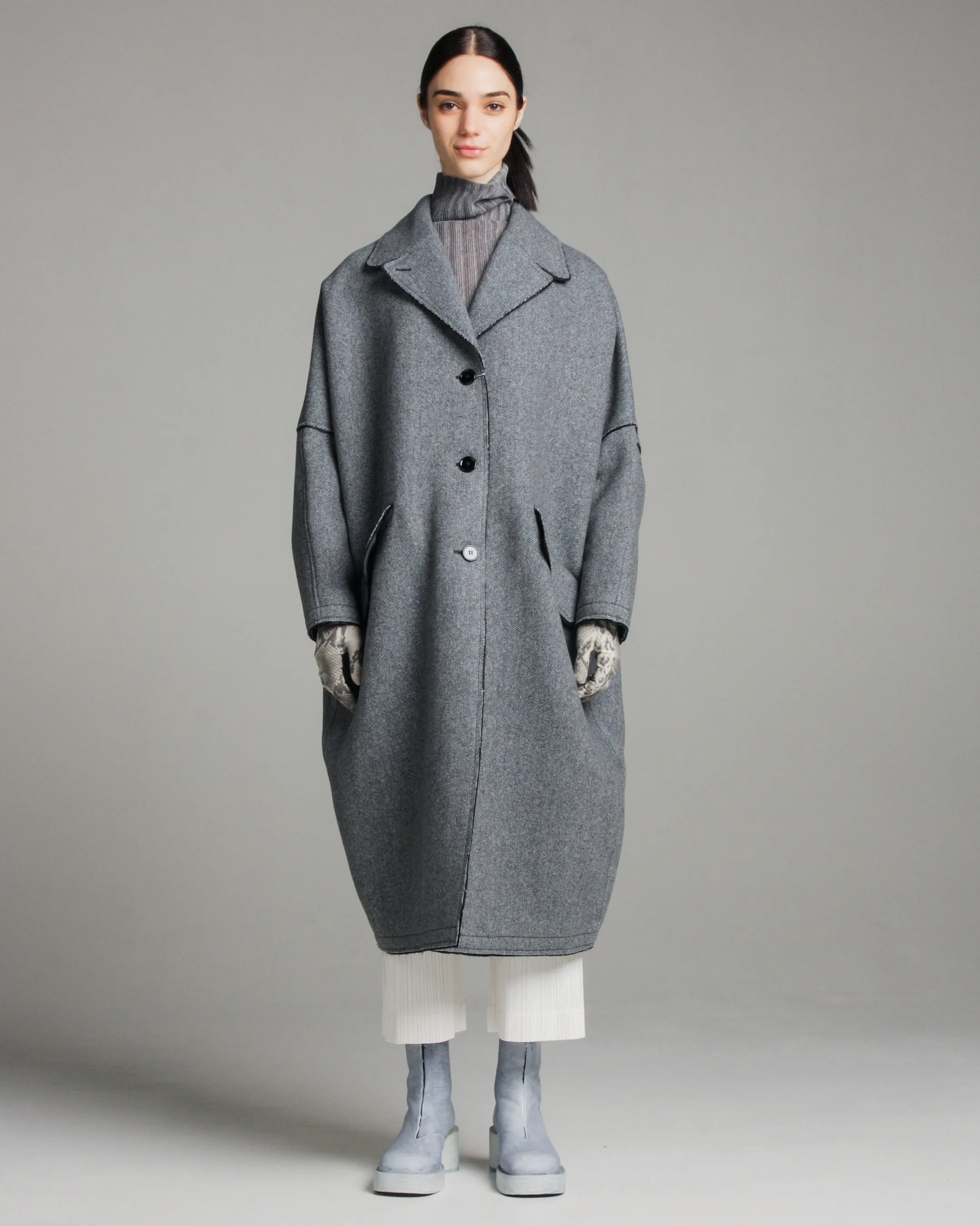 Grey Wool Blend Coat