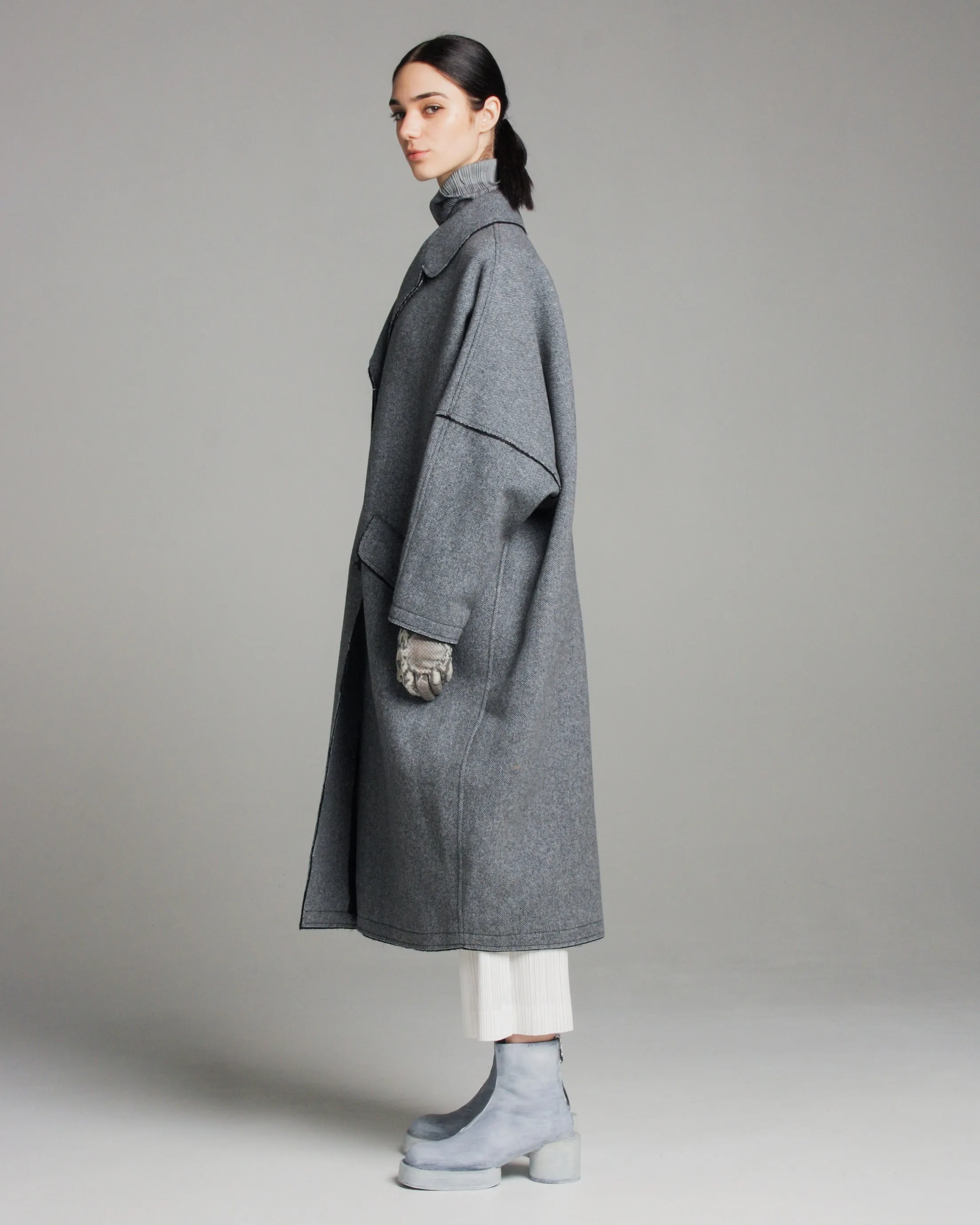 Grey Wool Blend Coat