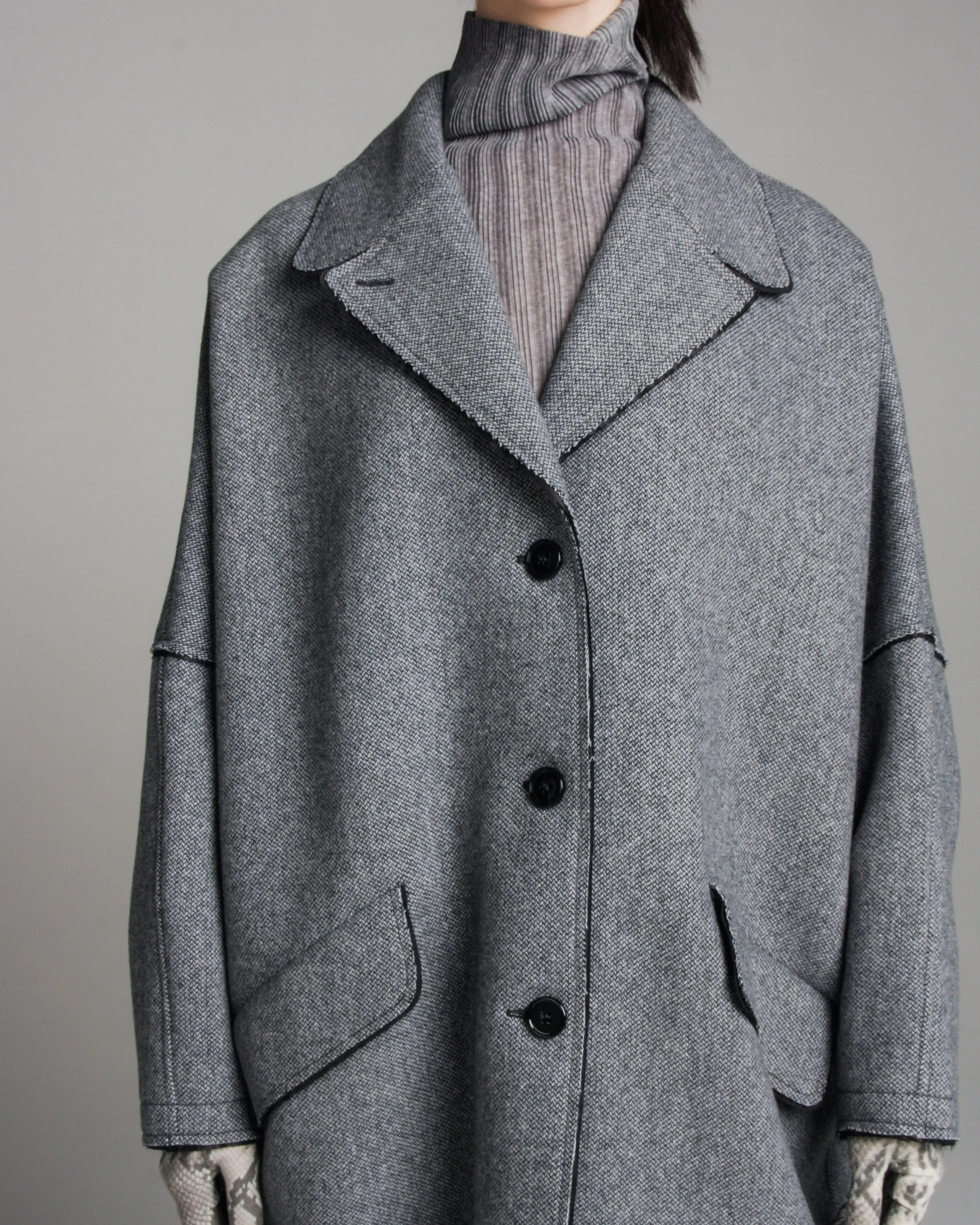 Grey Wool Blend Coat