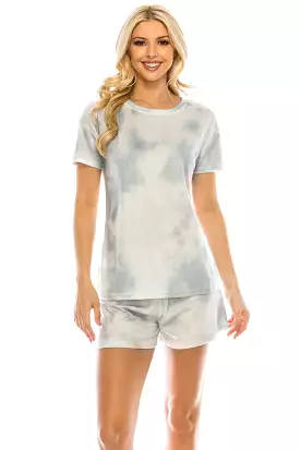 Haute Edition Tie Dye T-Shirt and Shorts Matching Lounge Set with Plus