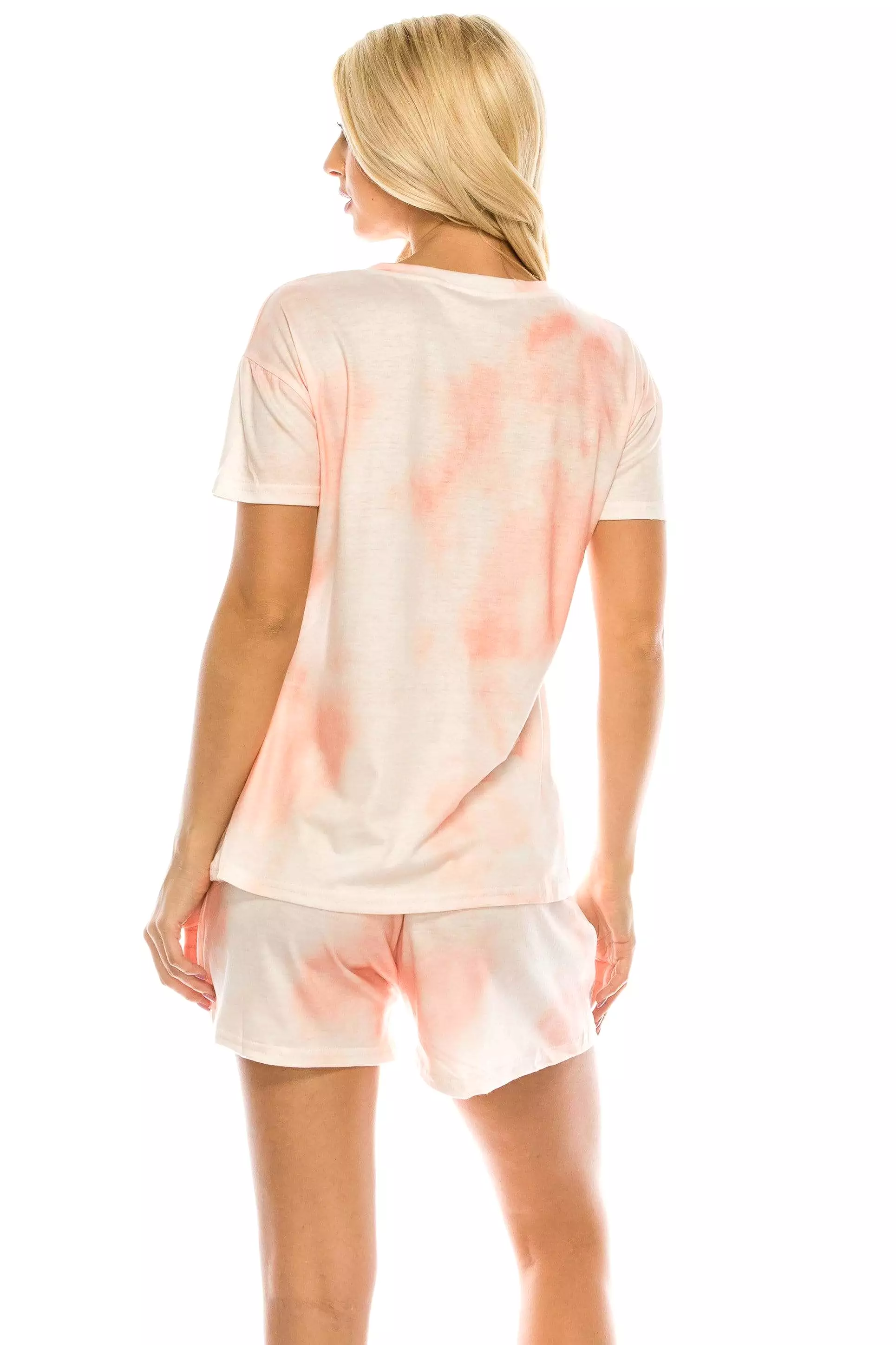 Haute Edition Tie Dye T-Shirt and Shorts Matching Lounge Set with Plus