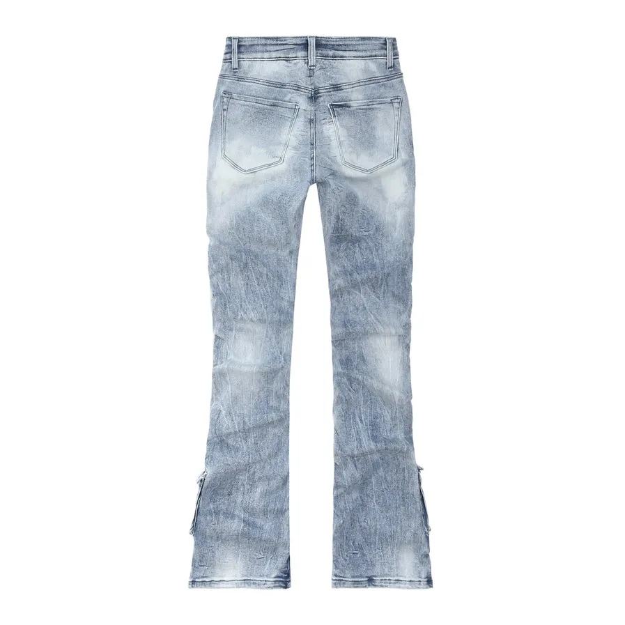 High Rise Boot Cut Utility Jeans - Lowell Blue