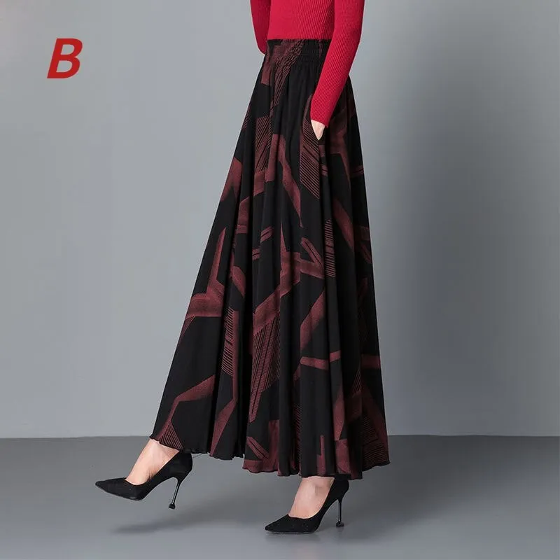 High Waist Long Skirt Big Swing Skirt Ladies