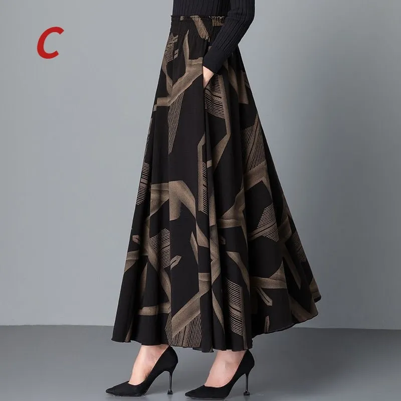 High Waist Long Skirt Big Swing Skirt Ladies