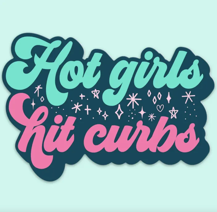 Hot Girls Hit Curbs Retro Sticker