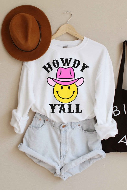 HOWDY YALL SMILEY GRAPHIC SWEATSHIRT