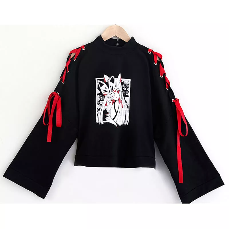 JAPANESE COMIC FOX SWEATSHIRT+SKIRT BY21217