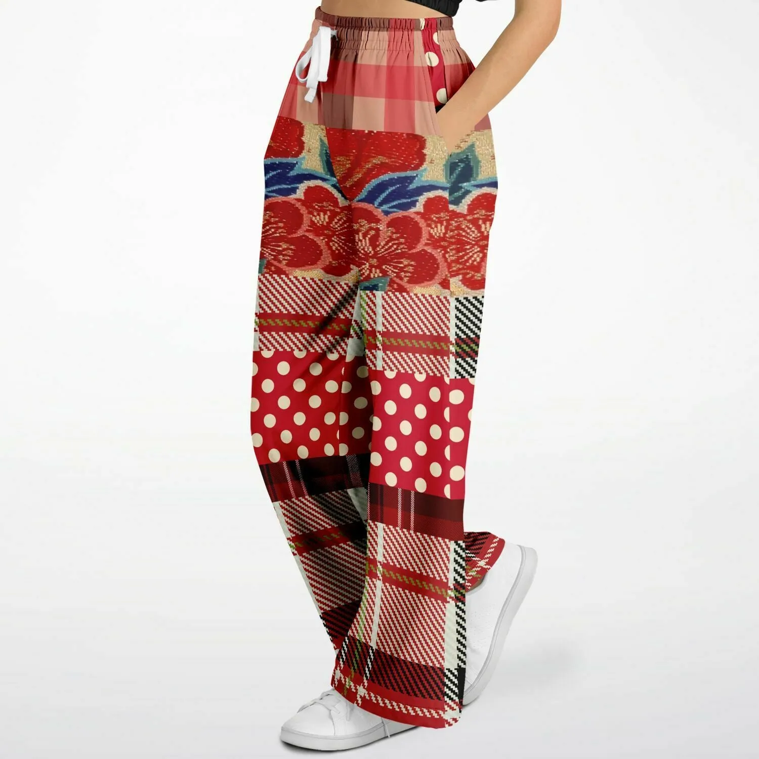 Jersey Salsa Floral Plaid Patchwork Eco-Poly Stretchy Phat Bellbottoms