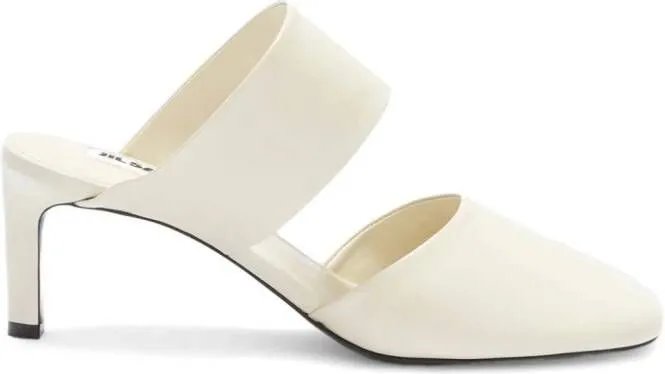 Jil Sander almond-toe leather mules White