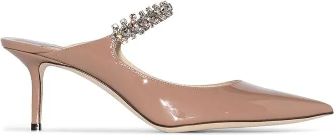 Jimmy Choo Bing 65mm crystal-embellished mules Neutrals