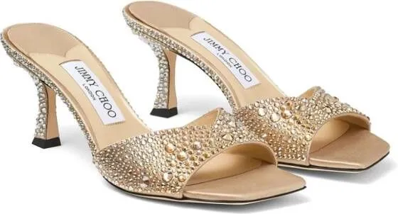 Jimmy Choo Skye 70mm satin mules Gold